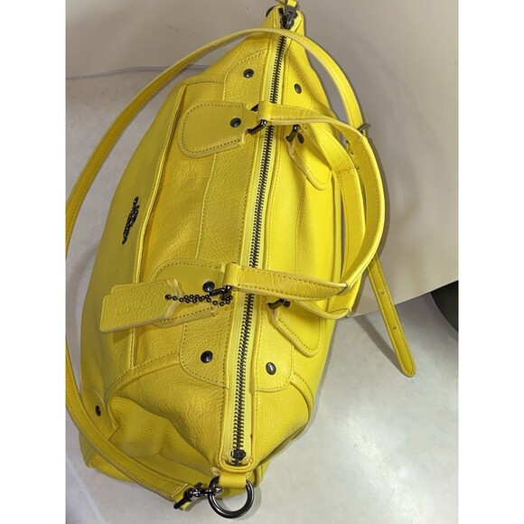 COACH MICKIE GRAIN LEATHER SHOULDER BAG SATCHEL YELLOW #F34040 Easter Ready - Picture 9 of 15